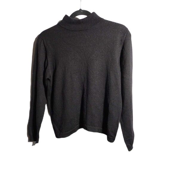 VTG‎ Sutton Studio Bloomingdales 100% Merino Wool Mock Neck Black Sweater Wmns L - Picture 1 of 6